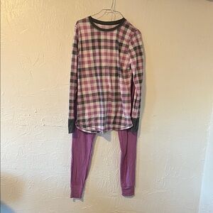 Cuddl Duds Purple Plaid Long Sleeve Top with Purple Joggers